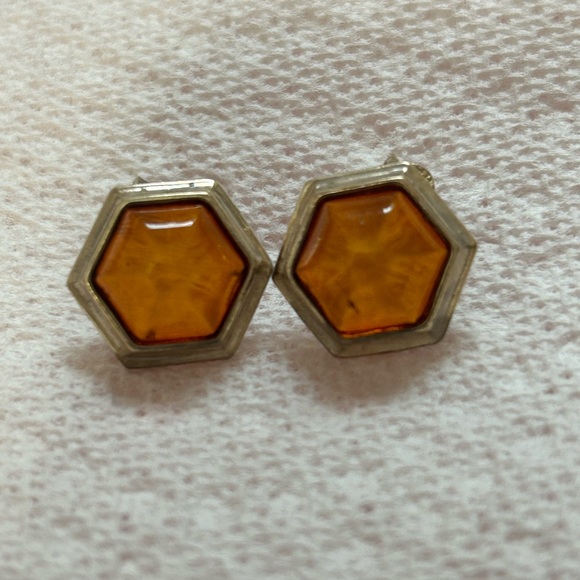 Beautiful Sterling Silver Amber Earrings - Picture 6 of 6